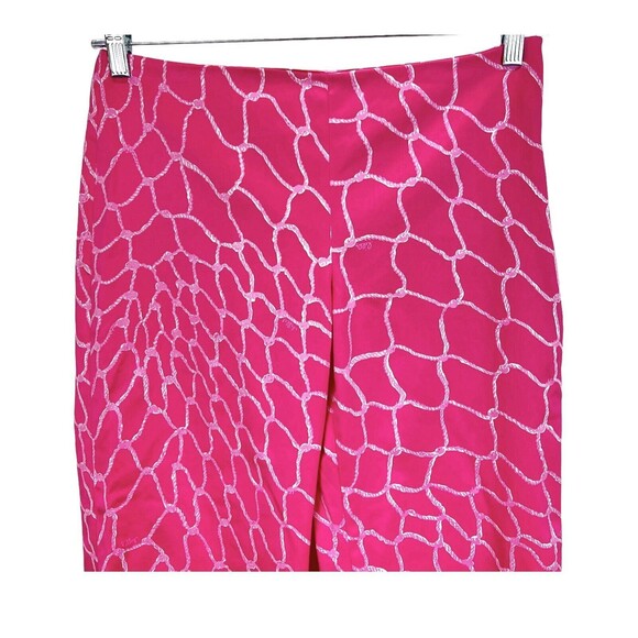 Lilly Pulitzer Wide Leg Pants SZ 8 Pink Rope Print Side Zip Falling Off the Grid - Picture 2 of 9